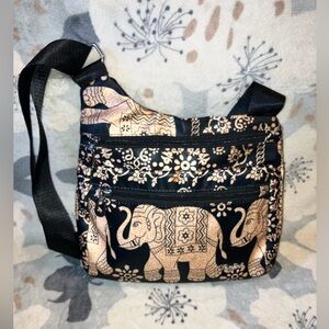 Vintage Suoyate Elephant Print Nylon Crossbody Bag Like New